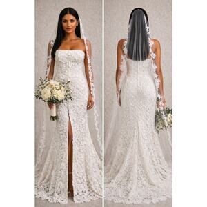 #155 MSRP $329 NWT ASOS EDITION STRAPLESS FLORAL GUIPURE LACE BRIDAL ♡SIZE 4♡